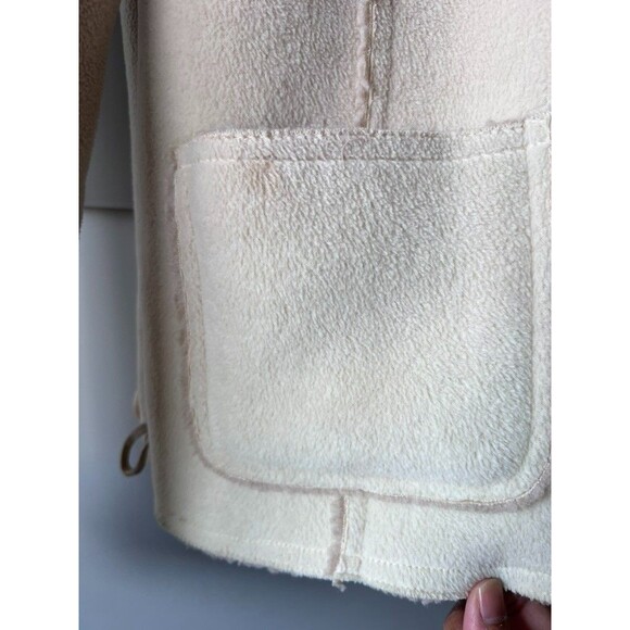Old Navy Sherpa Fleece Jacket Women Large Beige Zip Buttons Pockets Cozy Winter - Picture 7 of 16